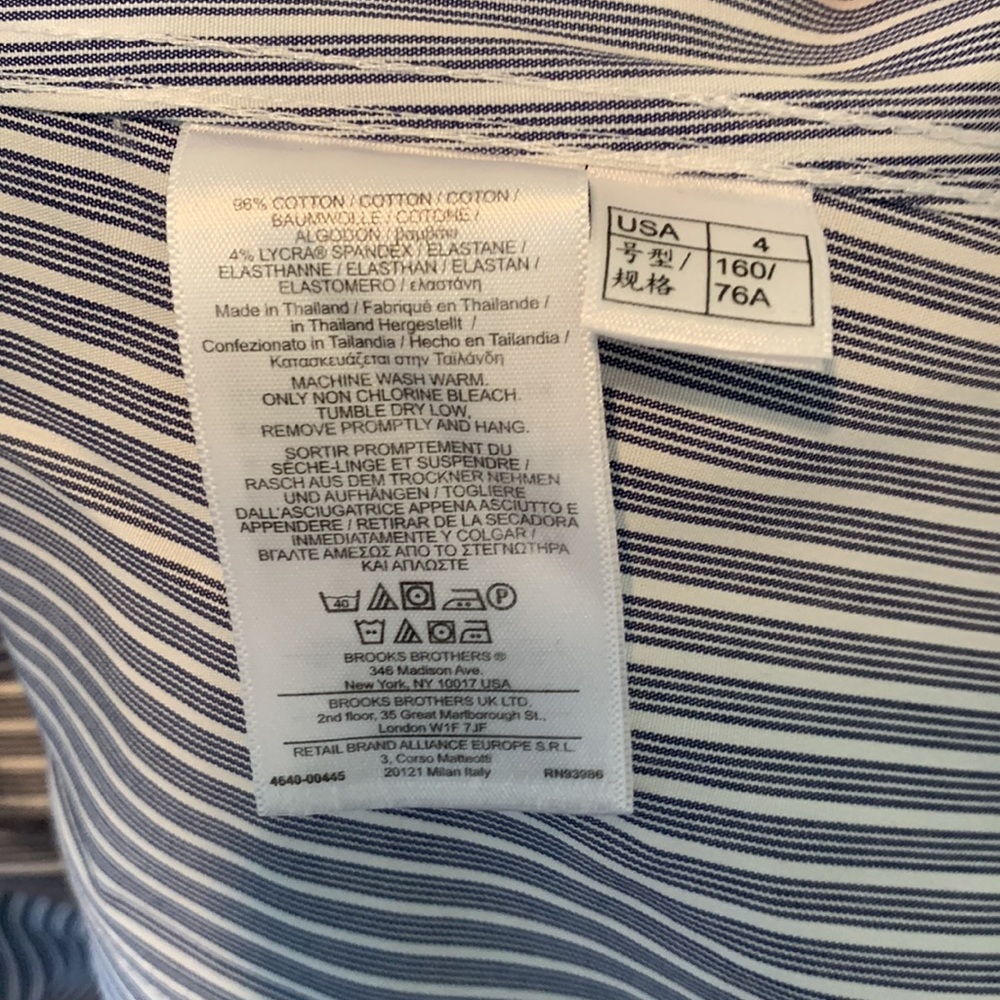 NWT Blue Stripe Brooks Brothers button down (Sz 4) - Picture 6 of 7